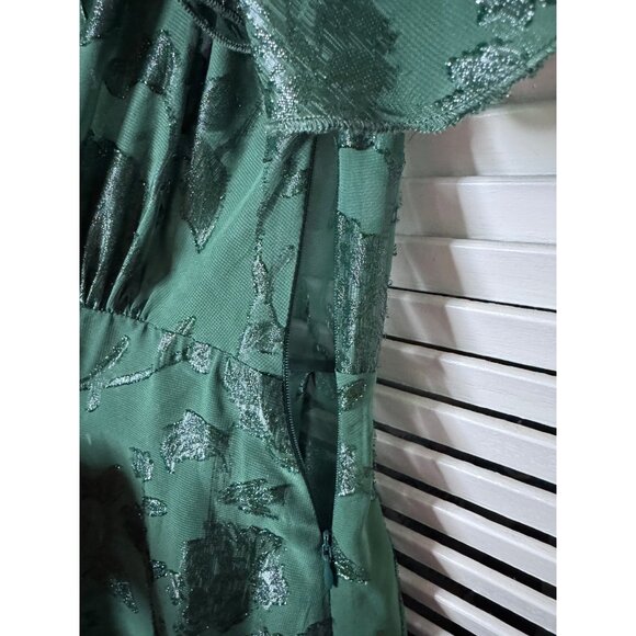 Anna Sui x Modcloth Womens Fairycore‎ Floral Green Sheer Size 2 Mesh Midi Dress - Picture 9 of 13